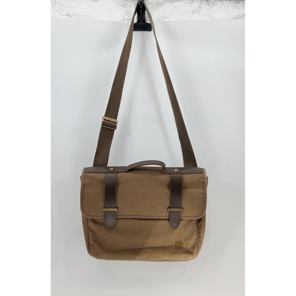 Knomo London Crossbody Laptop Bag Tan Some Fade On Front